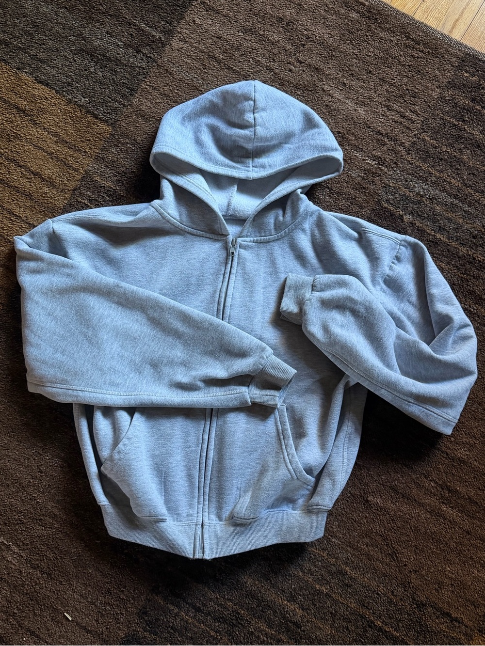 Kids Light Gray Zip-Up Hoodie Jacket